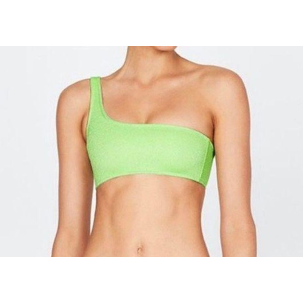 Triangl One Shoulder Bikini Top Melrose Green Swim Wear Women’s Sz Small